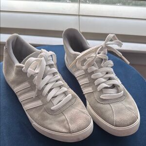 adidas Gray Athletic Shoes with Soft Suede Upper and White Sole